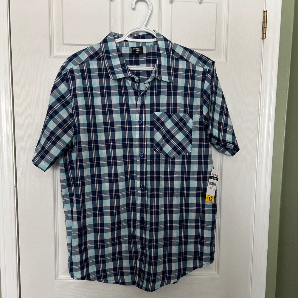 Men's Plaid Button Up Shirt - Size M